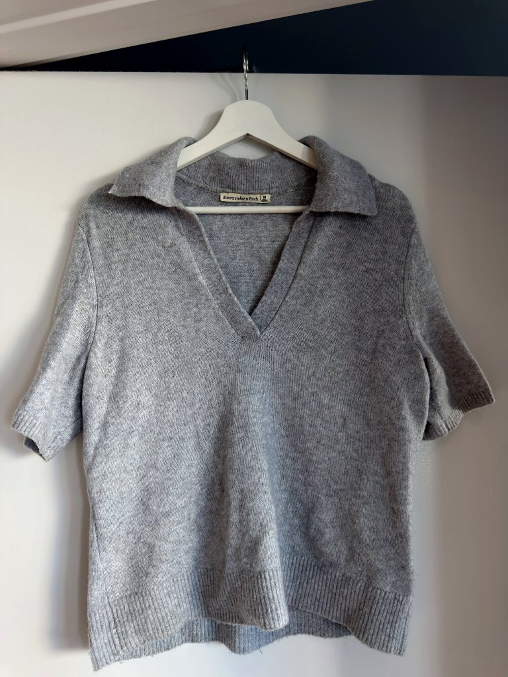 Abercrombie & Fitch Grey Knit Collared Polo Sweater M